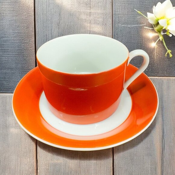 Fitz And Floyd Porcelain Teacup And Saucer Set Rondelet Pattern Vintage 1980s - Picture 1 of 12